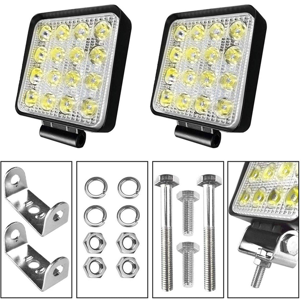 10PCS 80W CREE FLOOD LED Work Lights 12V Boat Camping Square 4inch Bar