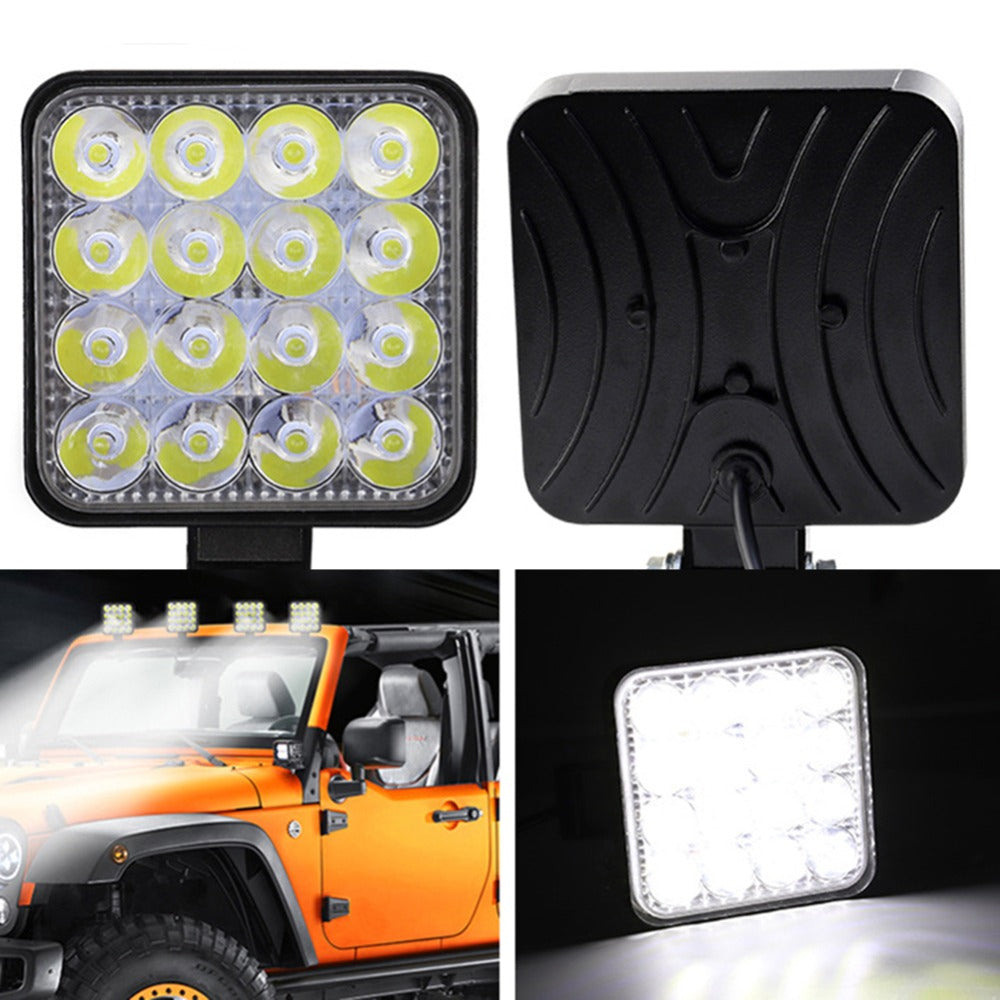 10PCS 80W CREE FLOOD LED Work Lights 12V Boat Camping Square 4inch Bar