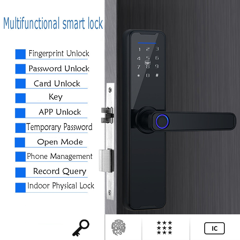 Tuya Home WIFI Smart Door Lock Biometric Fingerprint Smart Card Password Key USB