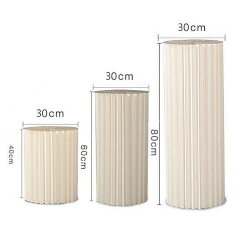 3 PCS Carboard Round Plinth Cylinder Pedestal Wedding Flower Display Stand