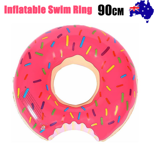 Pink Inflatable Giant Donut Raft Swim Ring Float Swimming Pool Beach Lounge Pink Coff 90CM