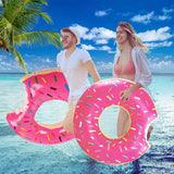 Pink Inflatable Giant Donut Raft Swim Ring Float Swimming Pool Beach Lounge Pink Coff 90CM - 45-Degree Angle