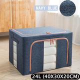 Foldable Storage Box Crushed Steel Frame Clothes Quilt Toys Organizer 24L - Front View