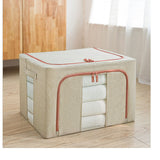 Foldable Storage Box Crushed Steel Frame Clothes Quilt Toys Organizer 60L Random color