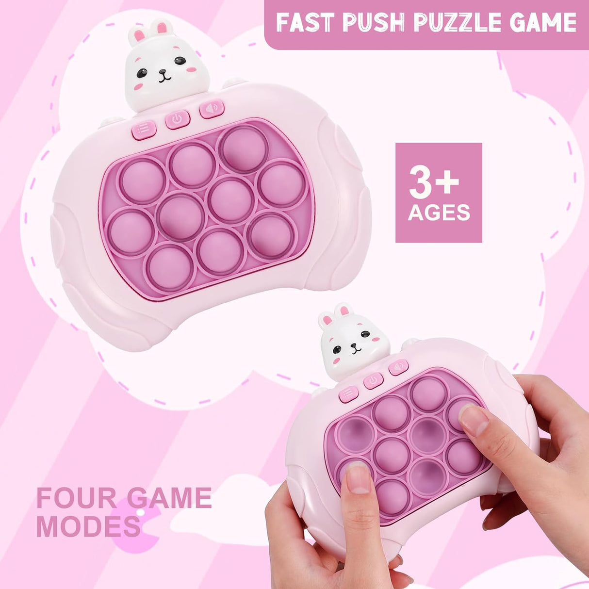 Rechargeable 3 Types Pop Push it Game Controller Sensory Fidget Toy Electronic Whack Mole pink