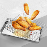 1pc Stainless Steel Baking Pan Toaster Oven Pans Grid Baking Dish BBQ Cookie Cake, 38*28cm