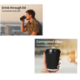 Black Disposable Coffee Cups with Lids Healthy Paper Takeaway 12OZ Takeaway 100Set