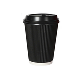 Black Disposable Coffee Cups with Lids Healthy Paper Takeaway 12OZ Takeaway 100Set