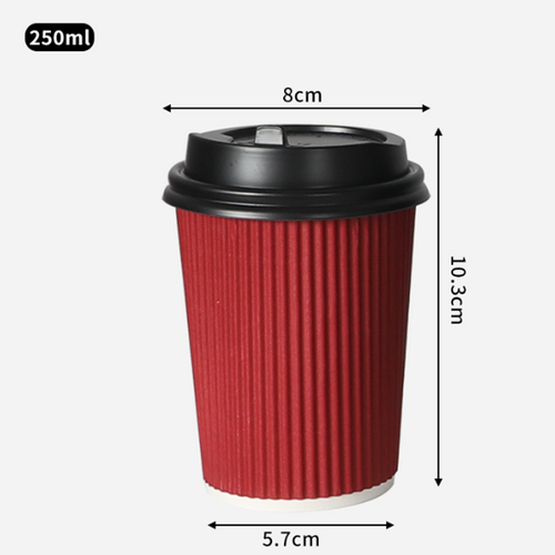 Red Disposable Coffee Cups with Lids Healthy Paper Takeaway 8OZ Takeaway 100Set