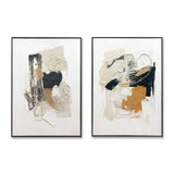 Set of 2 Framed Untitled Abstract Canvas Paintings - 800mm x 1200mm Original Art