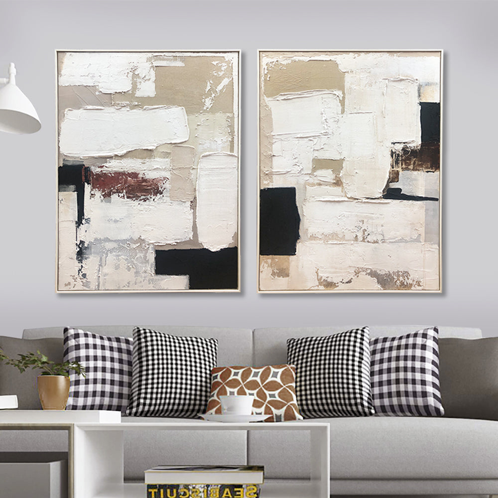 Framed Original Abstract Canvas Art - Set of 2, 900mm x 1200mm, Embracing Imperfection