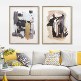 Framed Set of 2 Original Abstract Oil Paintings - 700mm x 1000mm Canvas Art with Reflection Theme