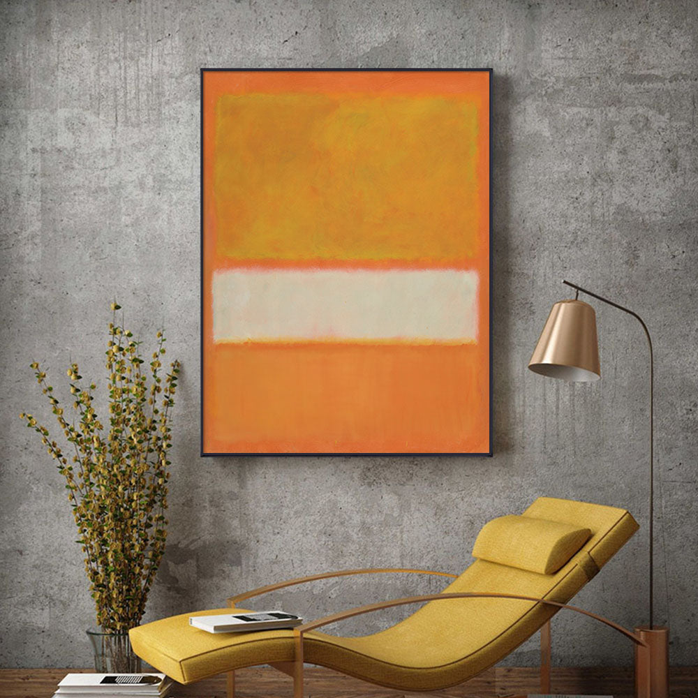 Contemporary Yellow Canvas Wall Art by Mark Rothko - 80cm x 120cm with Black Float Frame