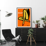 Canvas Wall Art - 90cmx135cm Black Framed Print with Orange Legs