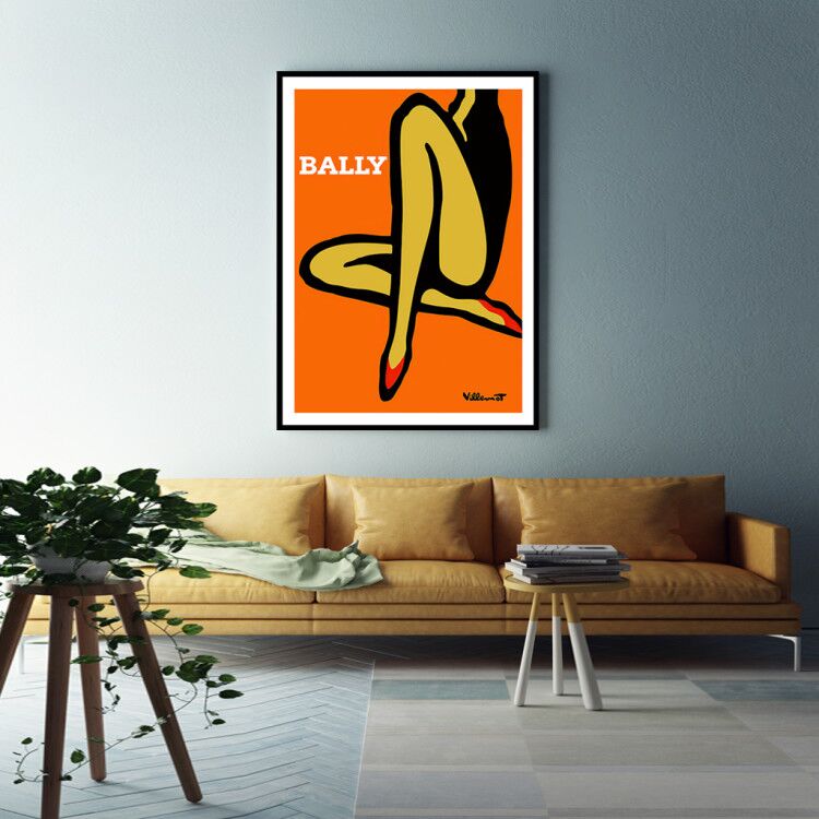 Canvas Wall Art - 90cmx135cm Black Framed Print with Orange Legs