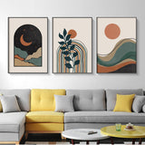 Dark Green Abstract Triptych Canvas Art with Black Frames - 70cm x 100cm