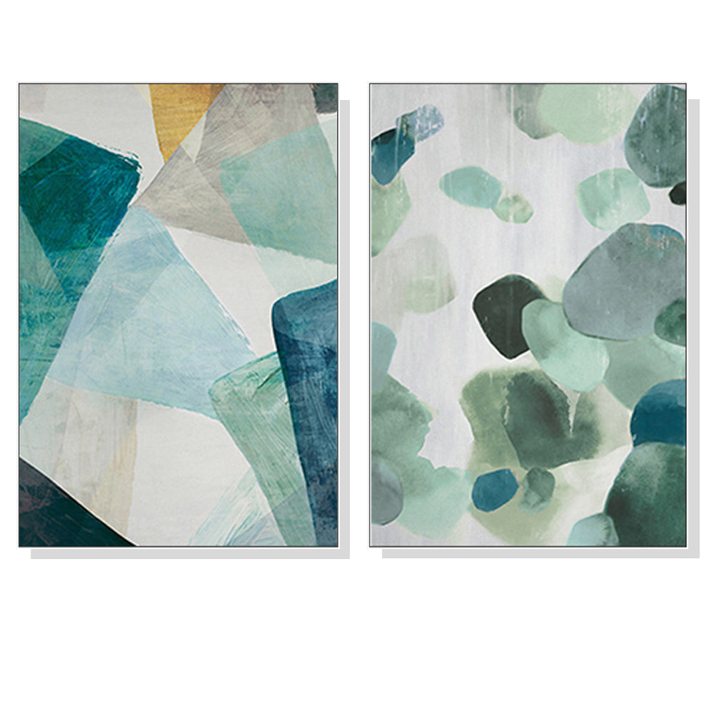 Elegant Green Marble Canvas Art Set with White Floating Frame - 80cm x 120cm