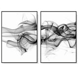 Stylish Abstract Black Canvas Wall Art Set - 70cm x 100cm with Black Frame (2 Pieces)