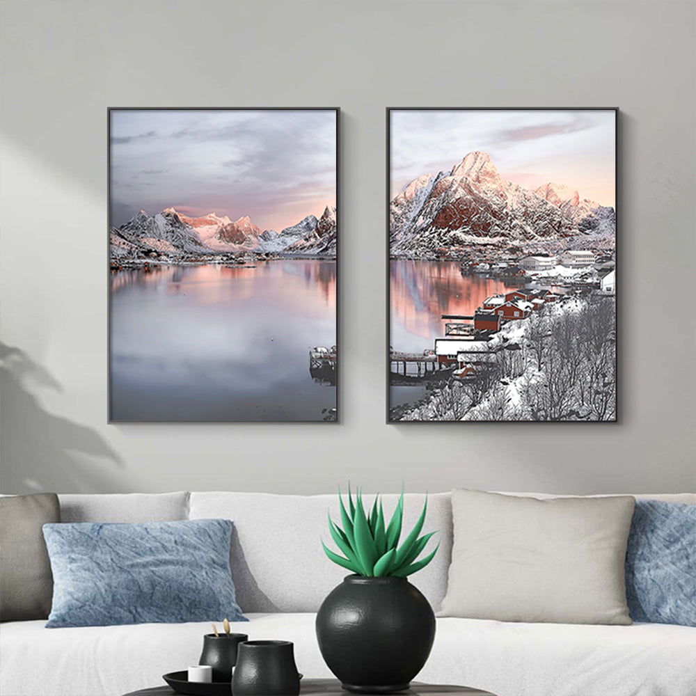 Nordic Norway Canvas Wall Art Set with Black Frames - 70cm x 100cm