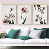 Golden Framed Tulip Flower Canvas Set - 70cm x 100cm Wall Art (3 Pieces)