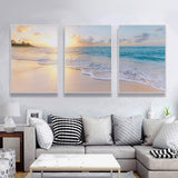 Coastal Serenity: 3-Piece Framed Canvas Set (70cm x 100cm) - Ocean and Beach Artwork