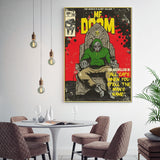 MF DOOM Gold Framed Canvas Wall Art - 80cm x 120cm Premium Print