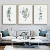 Eucalyptus Elegance: Gold Framed Canvas Art Set (70cm x 100cm)