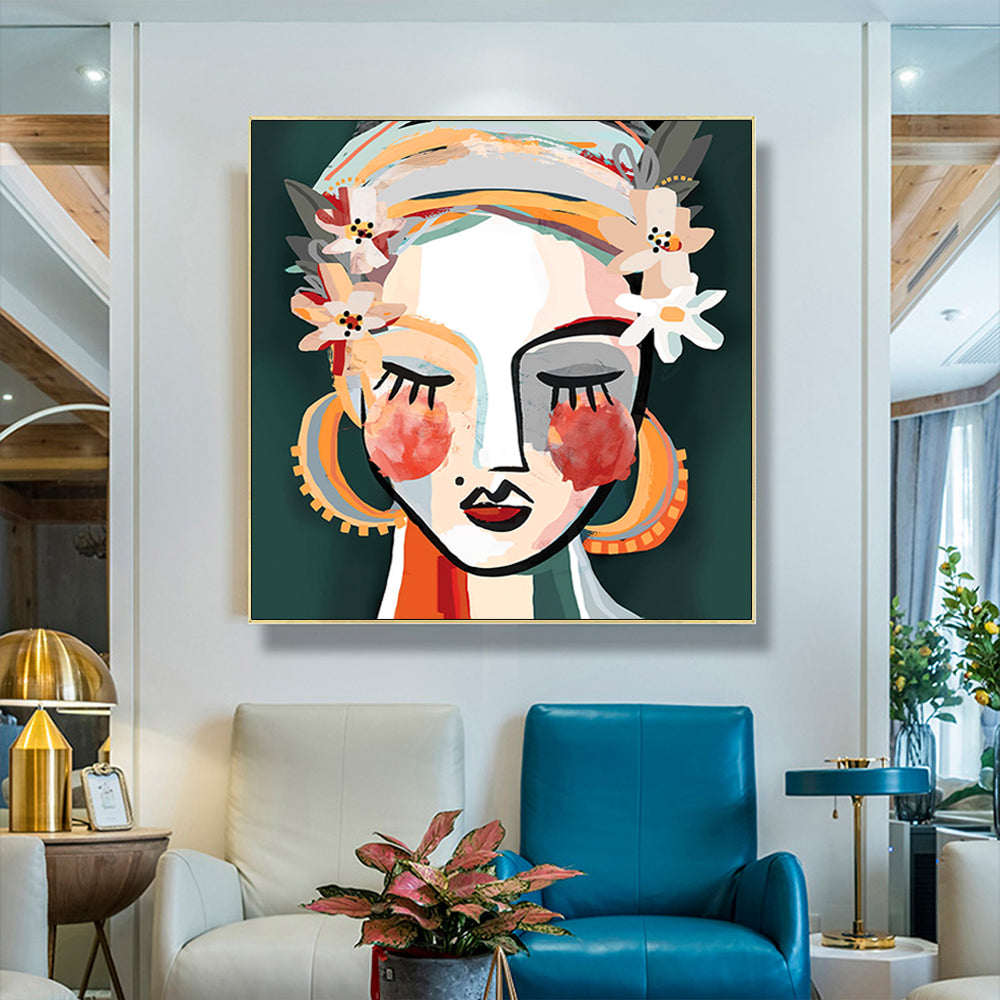 Sophie II Gold Framed Canvas Wall Art - 80x80cm Premium Print