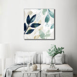 Elegant Watercolour Leaf Canvas Art Set - 80cm x 80cm with White Floating Frame