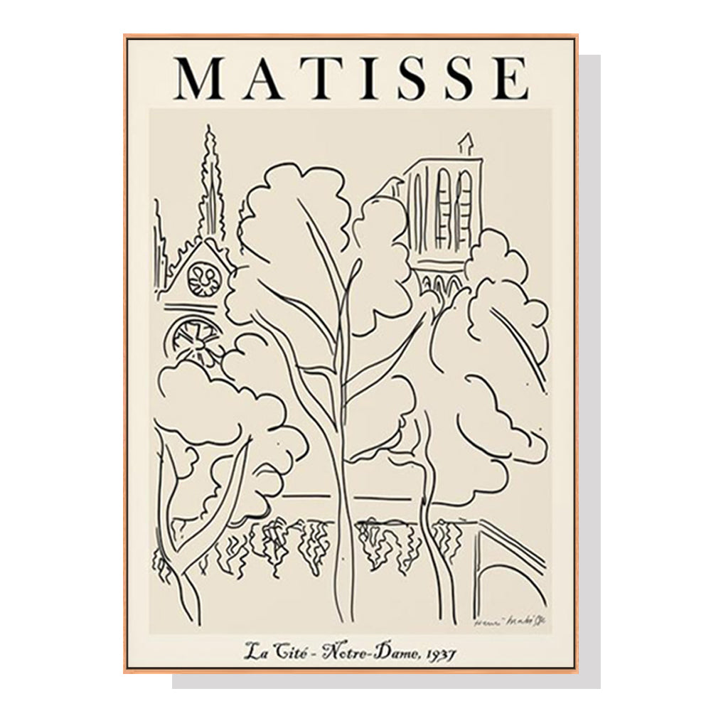 Henri Matisse Inspired 80x120cm Line Art Canvas with Wooden Floating Frame