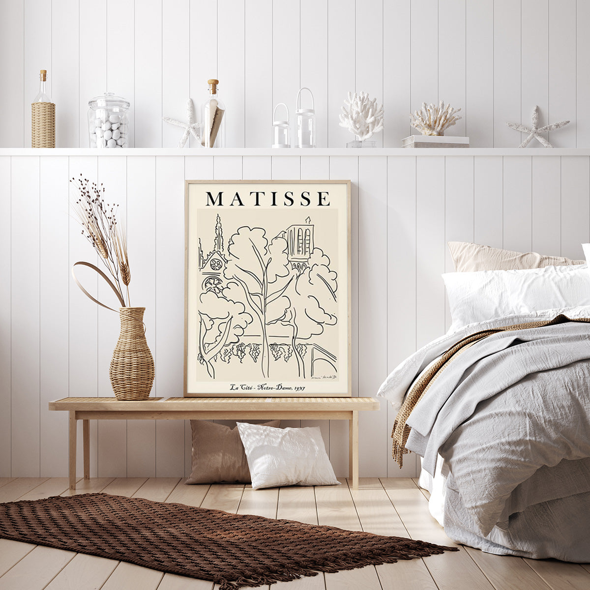 Henri Matisse Inspired 80x120cm Line Art Canvas with Wooden Floating Frame