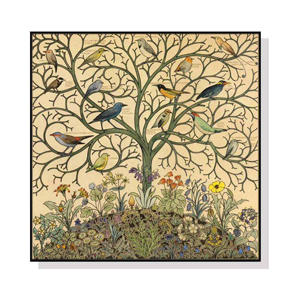 Tree of Life Canvas Art with Black Frame - 100cm x 100cm