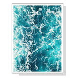 Coastal Serenity: 100cm x 150cm Blue Ocean Canvas Art with Elegant White Frame