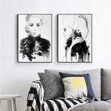 Framed Watercolor Canvas Prints Set of 2 - 40cm x 60cm Black Frame Artwork