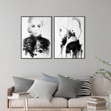 Framed Watercolor Canvas Prints Set of 2 - 40cm x 60cm Black Frame Artwork