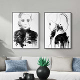 Framed Watercolor Canvas Prints Set of 2 - 40cm x 60cm Black Frame Artwork