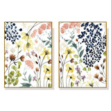 Elegant Floral Canvas Wall Art Set with Gold Floating Frame (90cm x 135cm)