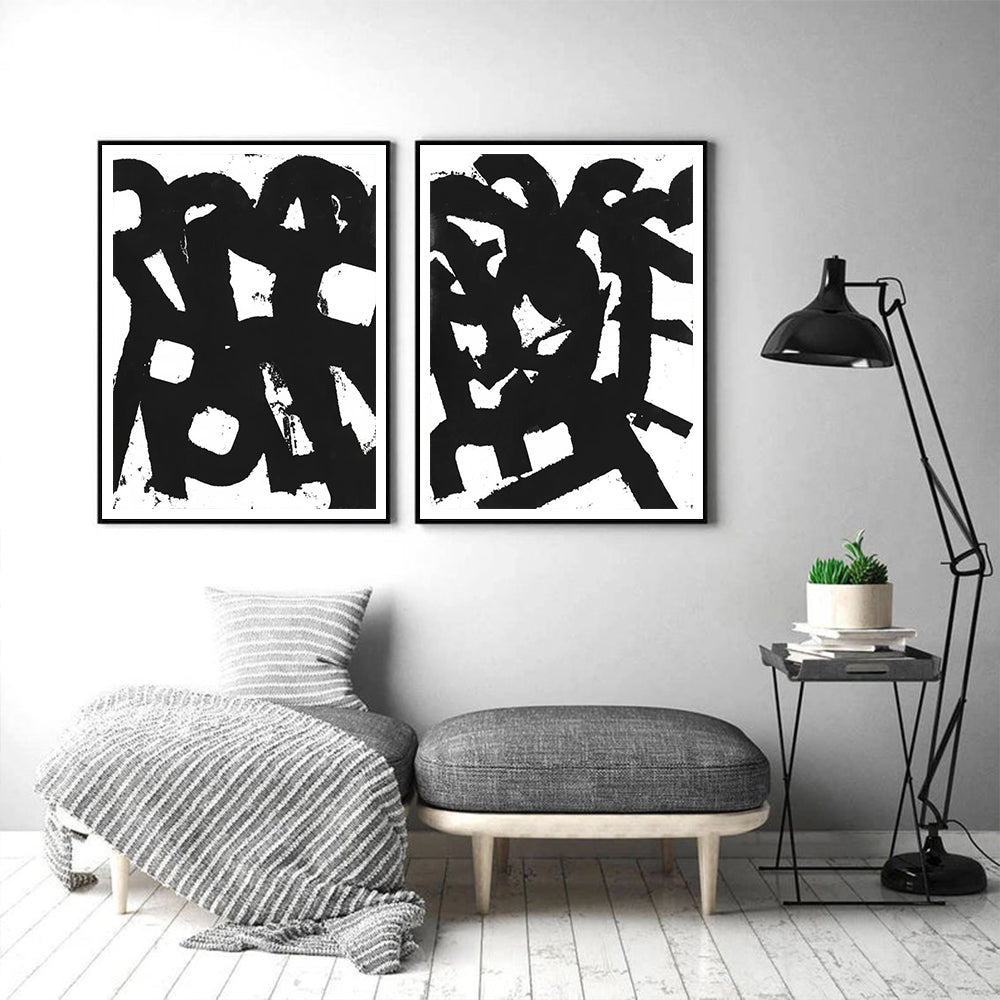 Rock N Roll Canvas Wall Art Set - 90cm x 135cm with Black Floating Frame