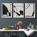 Framed Canvas Wall Art Set - 3 Pieces, 70cm x 100cm, Black and Beige Design