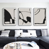 Elegant Black and Beige Canvas Wall Art Set - 80cm x 120cm with Framed Finish