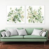 Sage Garden Canvas Art Set - 80cm x 80cm with White Floating Frame by Carol Robinson