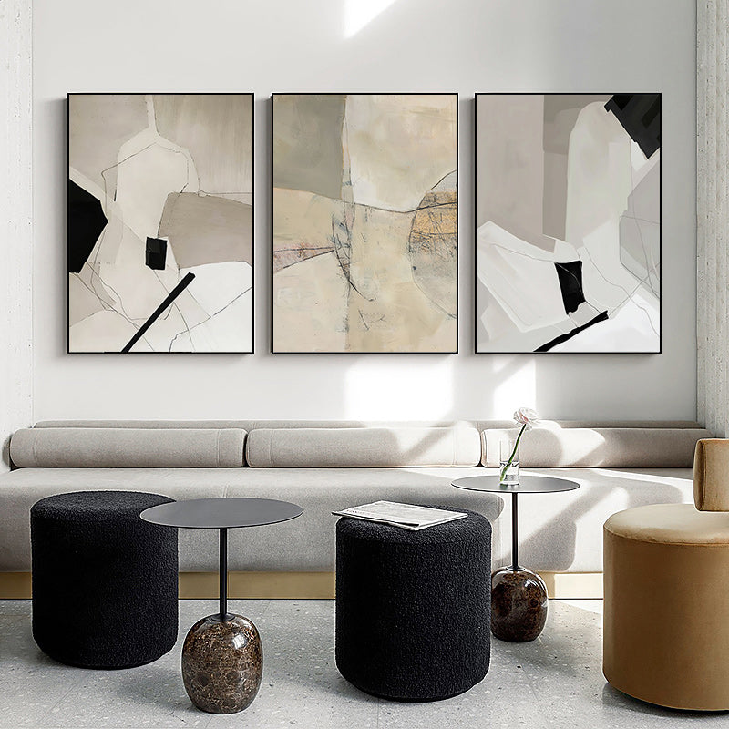 Abstract Elegance: Modern Canvas Wall Art Set in Black Frame - 80cm x 120cm