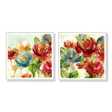 Rosewater Garden Canvas Art - 40cm x 40cm by Carol Robinson - Set of 2 with White Frames