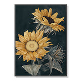 Framed Canvas Art of Sunflowers - 90cm x 135cm with Black Frame