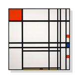 Contemporary 90cmx90cm Abstract Canvas by Piet Mondrian with Black Floating Frame