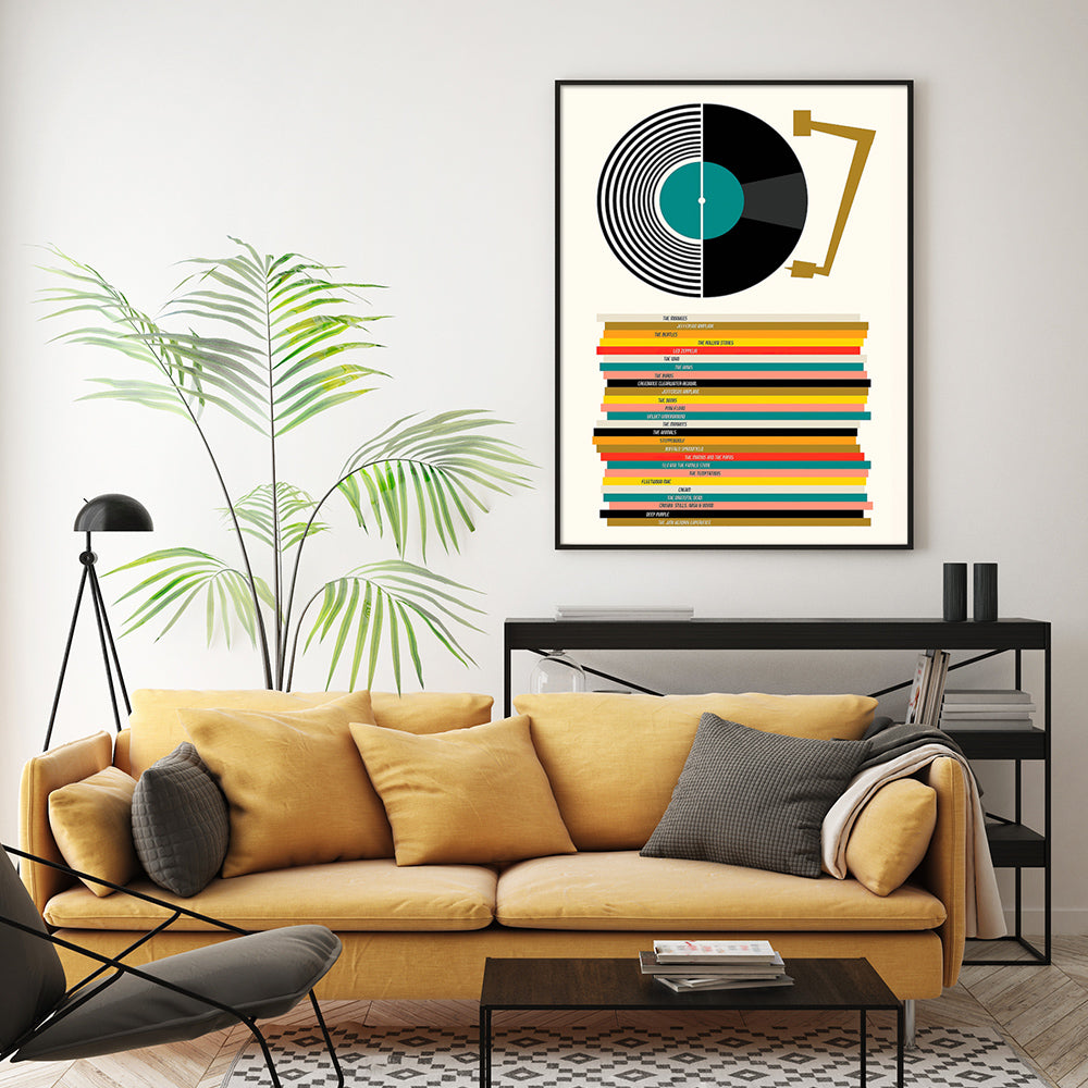 Canvas Wall Art - 100cm x 150cm Music Print in Black Floating Frame