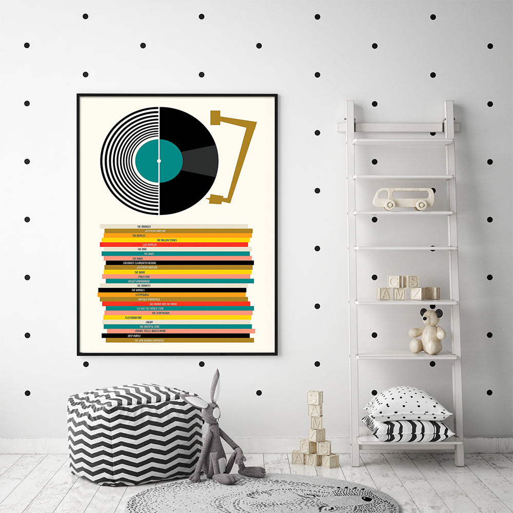 Canvas Wall Art - 100cm x 150cm Music Print in Black Floating Frame