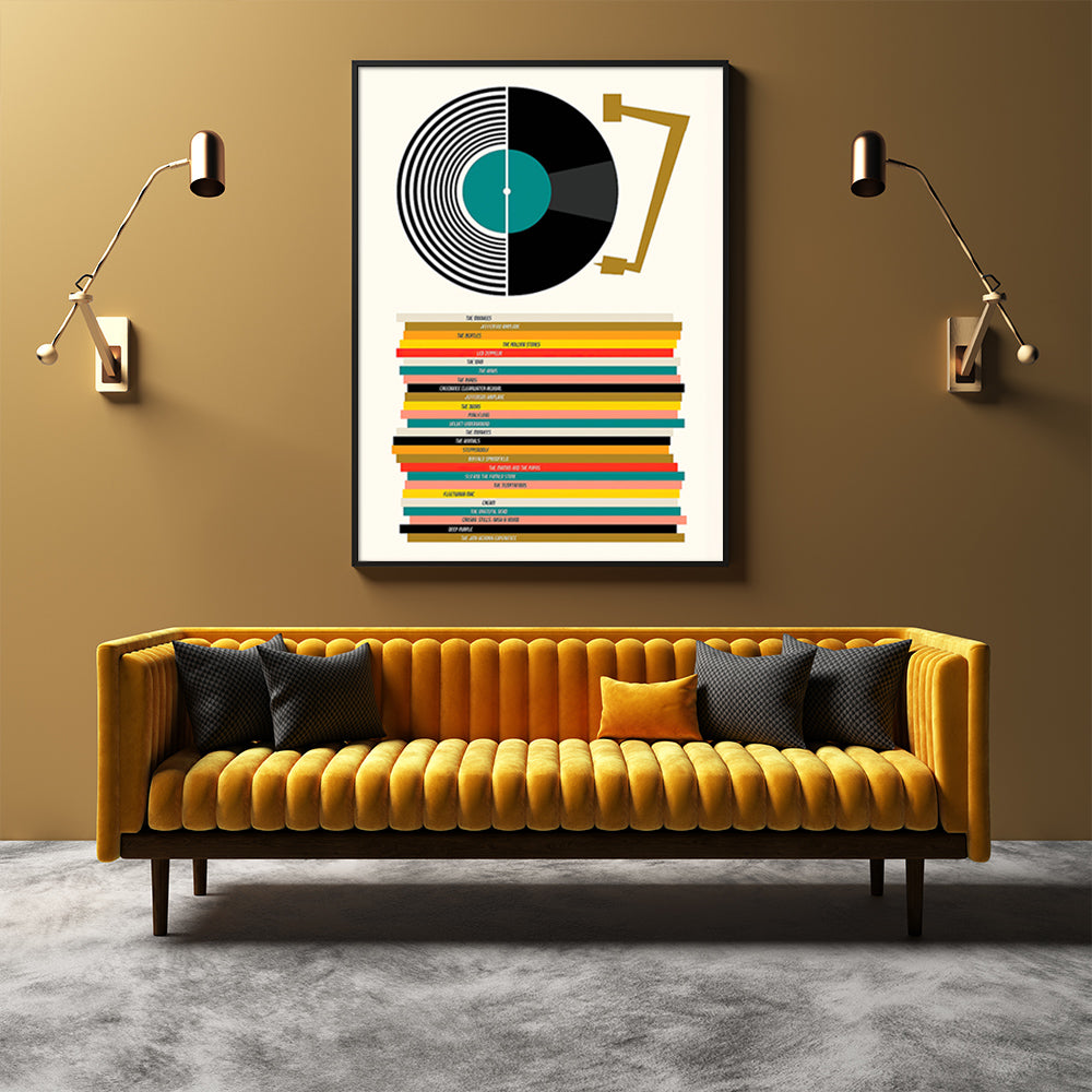 Canvas Wall Art - 100cm x 150cm Music Print in Black Floating Frame