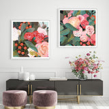 Eucalyptus Bouquet Canvas Art Set with White Floating Frames - 40cm x 40cm