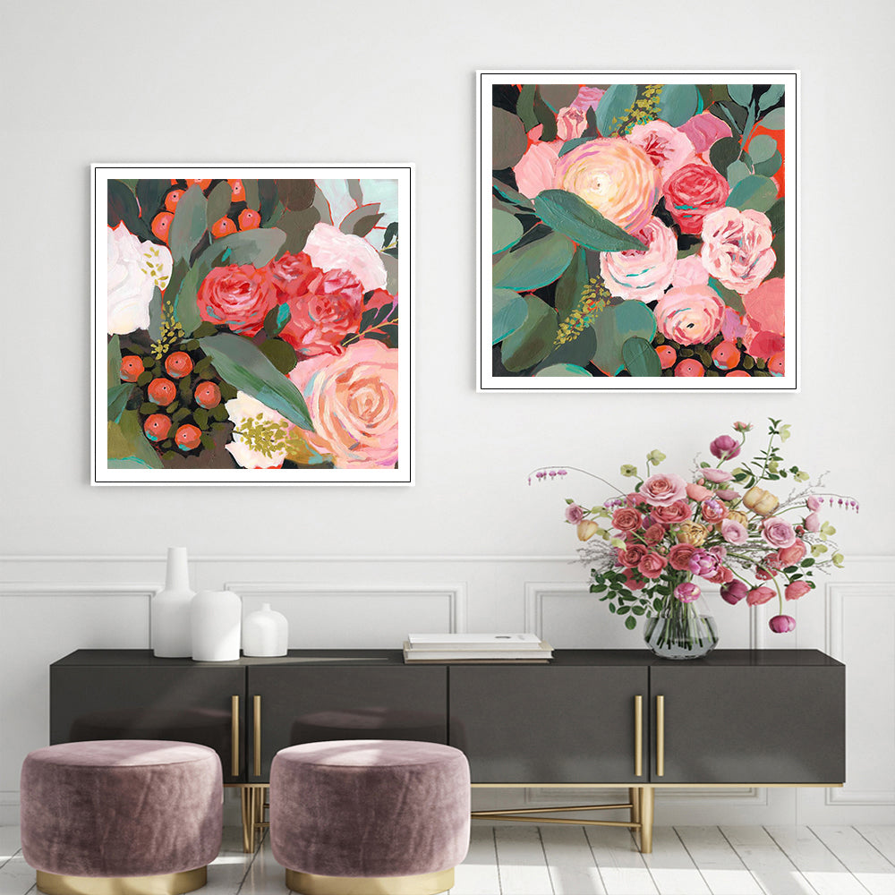 Eucalyptus Bouquet Wall Art Set - 100cm x 100cm Framed Canvas Prints